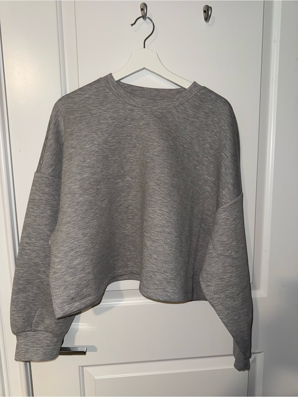 Gray Crop Crewneck Sweatshirt